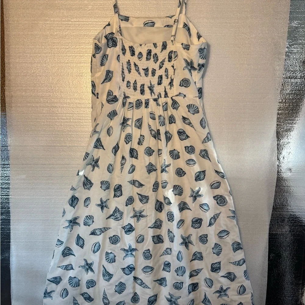 JAPNA Seashell Starfish Blue White MIDI Dress Women’s Size Large - Picture 4 of 7